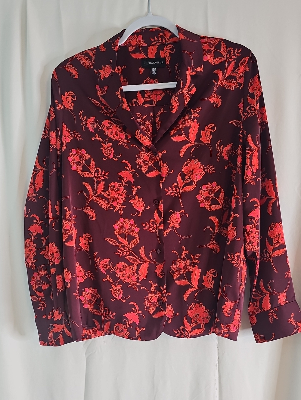 Rafaella Red Floral Button-Down Blouse